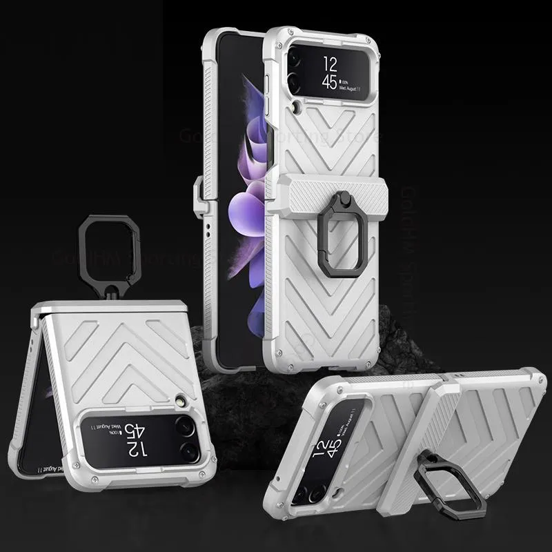 Heavy Duty Shockproof Phone Case With  Magnetic Hinge Ring Holder For Samsung Z Flip