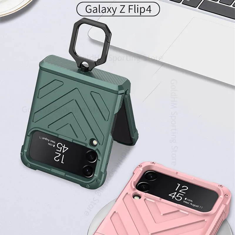 Heavy Duty Shockproof Phone Case With  Magnetic Hinge Ring Holder For Samsung Z Flip