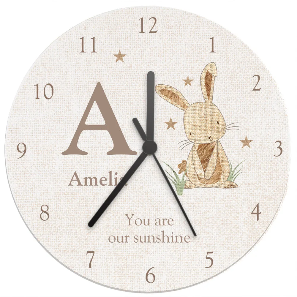 Hessian Rabbit - Personalised Wall Clock