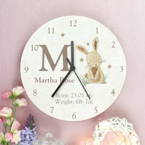 Hessian Rabbit - Personalised Wall Clock