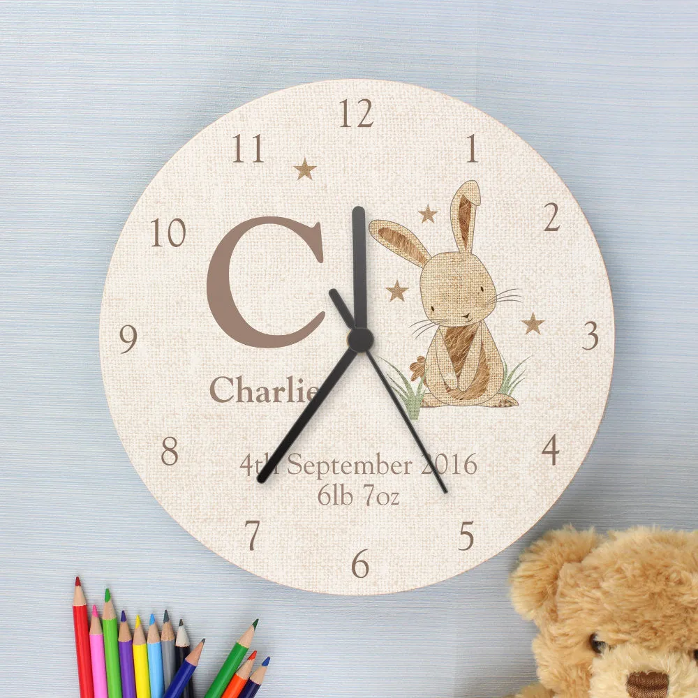 Hessian Rabbit - Personalised Wall Clock