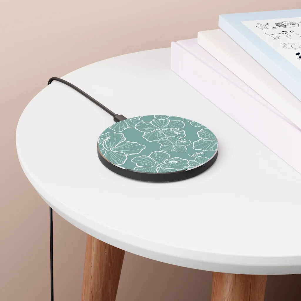 Hibiscus - Teal - Wireless Charger