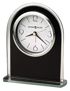 Howard Miller Ebony Luster Alarm Clock - Black Glass Case - White Dial