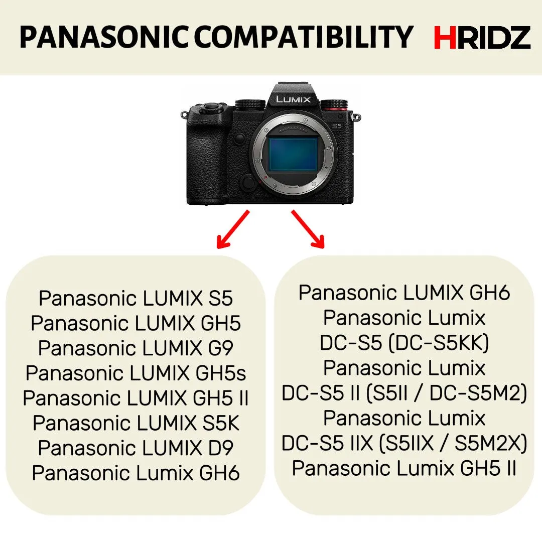 Hridz BLK22 Batteries & Charger for Panasonic Lumix G9 S5 GH6 GH5 GH5s