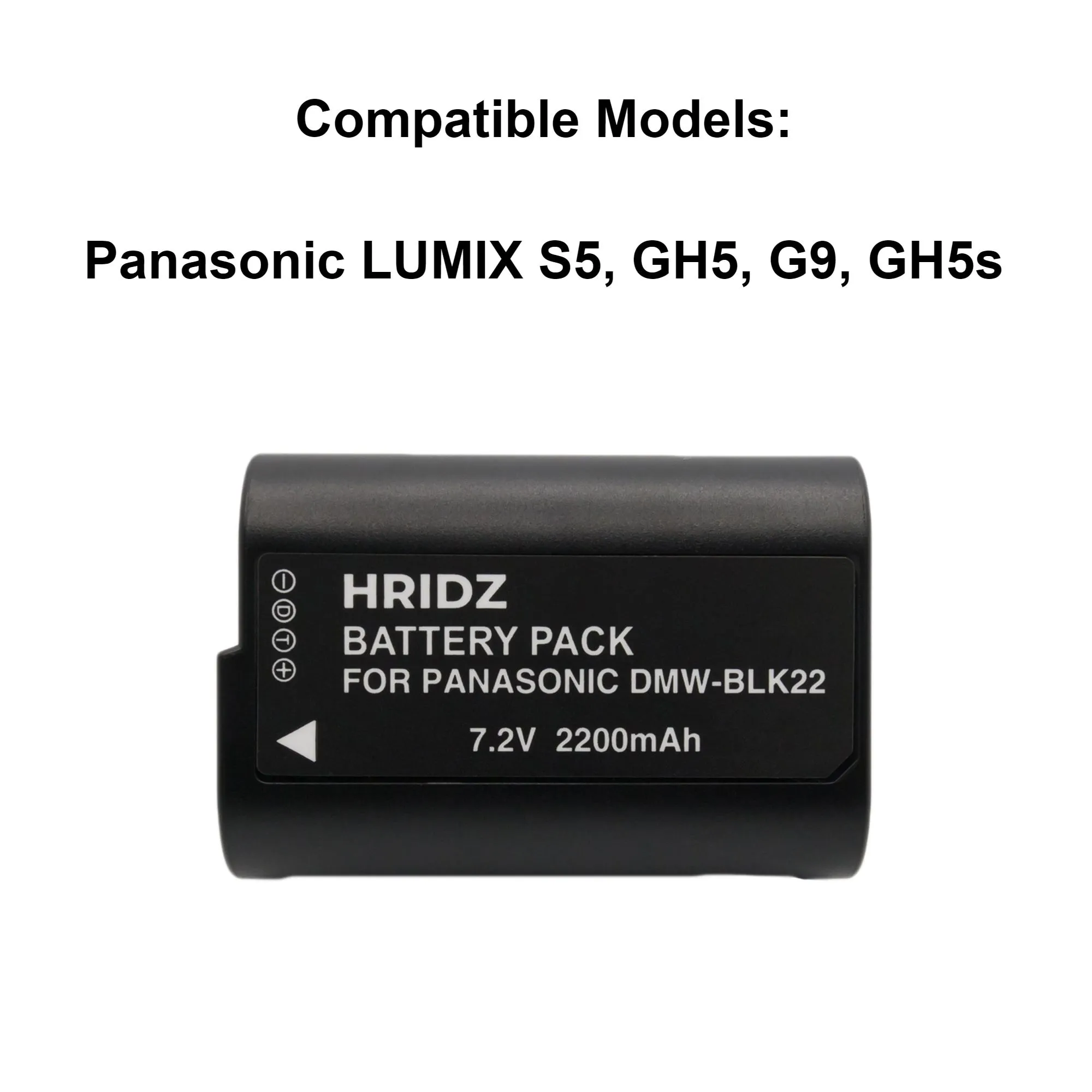 Hridz BLK22 Batteries & Charger for Panasonic Lumix G9 S5 GH6 GH5 GH5s