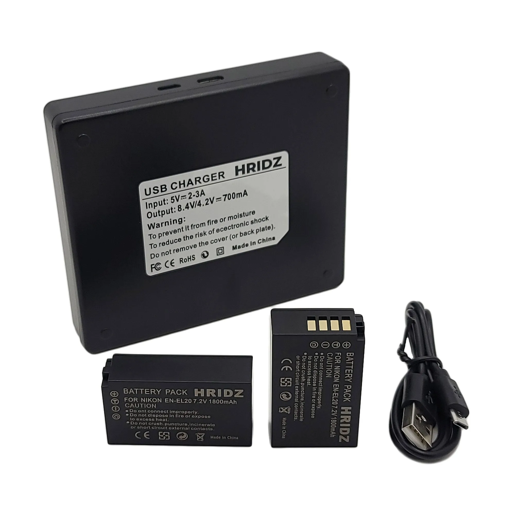 Hridz EN-EL20 Batteries & Dual USB Charger Combo for Nikon EN-EL20 EN-EL22 EL20A