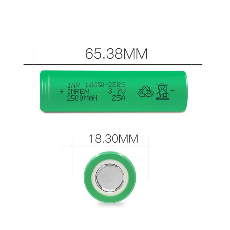 IMREN 25RS 18650 2500mAh 25A Rechargeable Lithium Battery (2PCS/Pack)