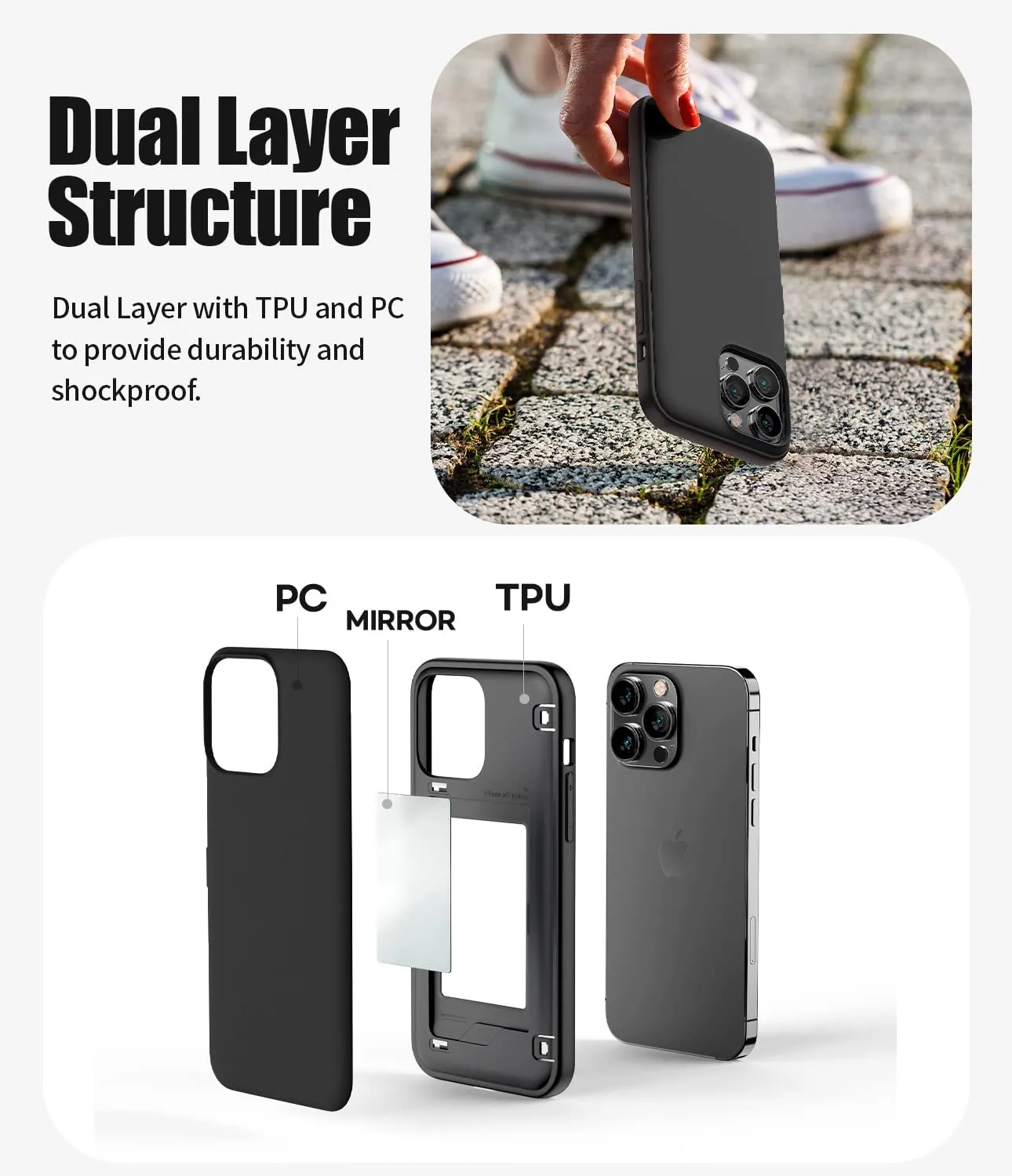 iPhone 14 Pro Max Case, Card Holder Wallet Easy Magnet Auto Closing Protective  Phone Back Cover - Black