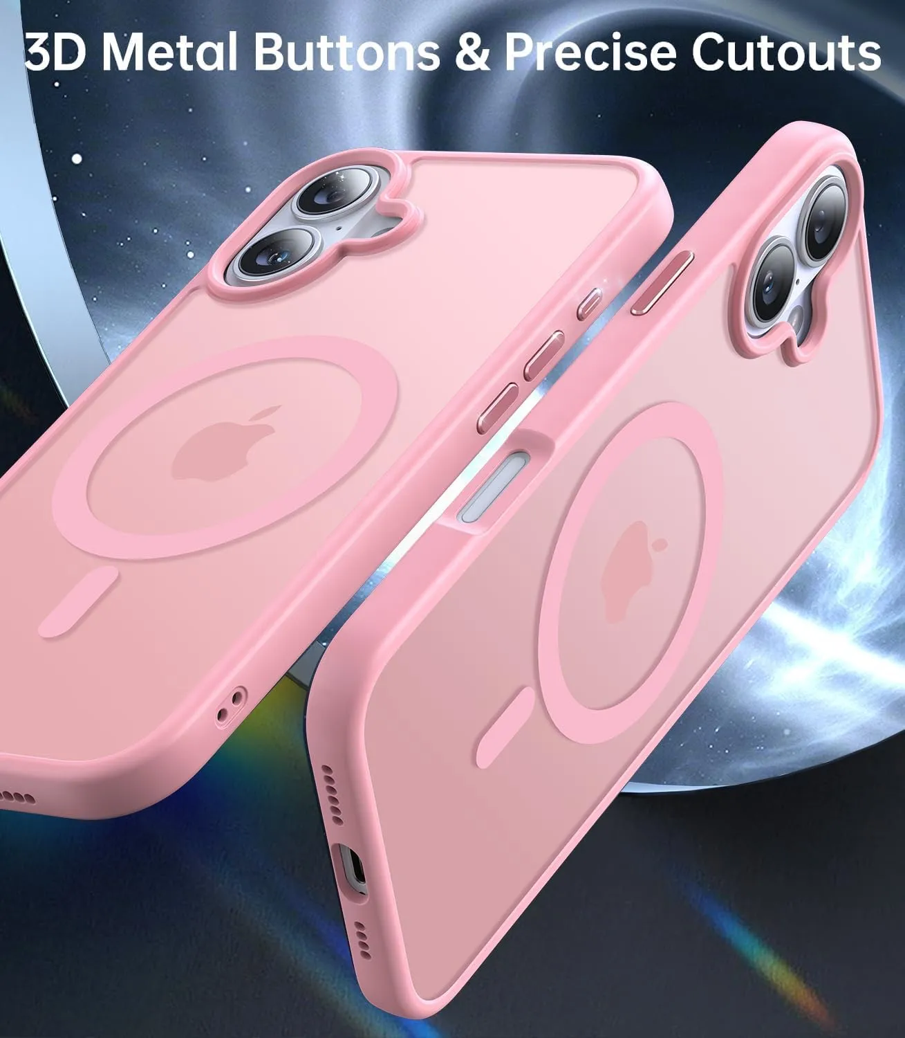 iPhone 16 Pro Case Pink Shockproof Drop Protection Mag safe Case