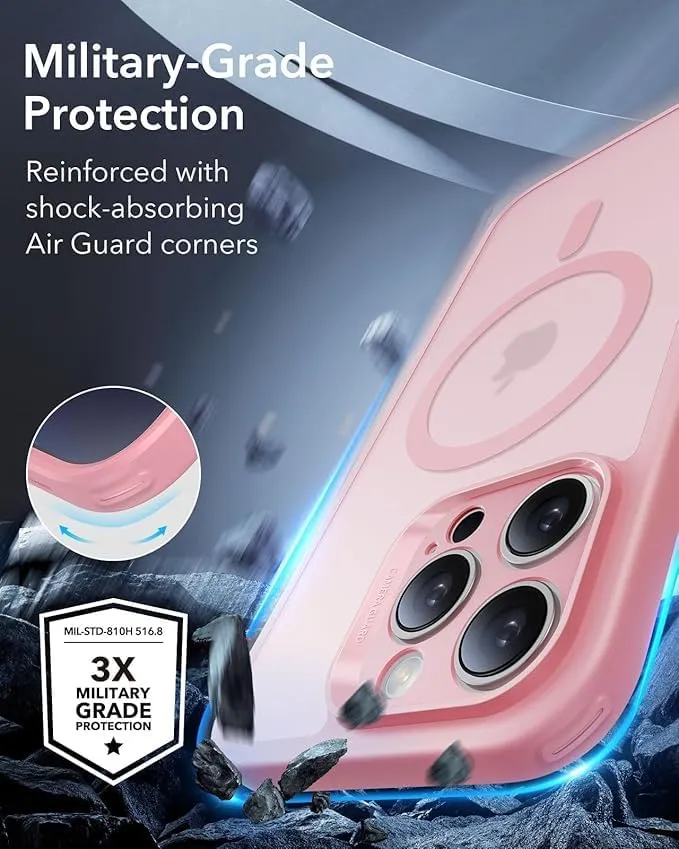 iPhone 16 Pro Case Pink Shockproof Drop Protection Mag safe Case