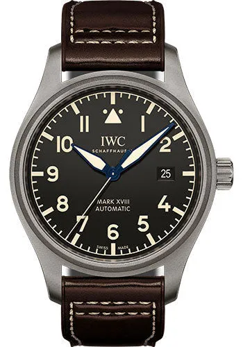 IWC Pilot's Watch Mark XVIII Heritage - 40.0 mm Titanium Case - Black Dial - Brown Calfskin Strap - IW327006