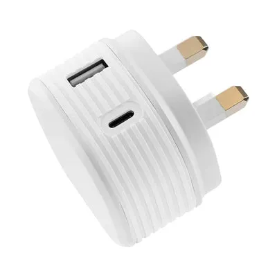 Juice 20W Dual Port Fast Charger Plug – White