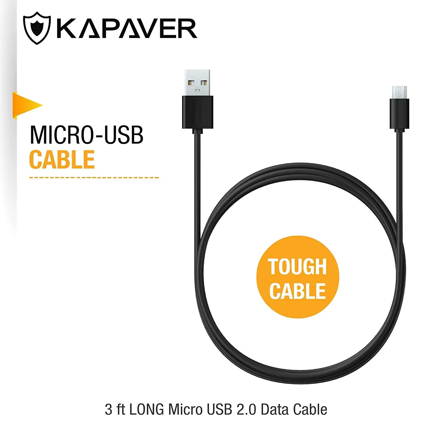 KAPAVER Micro USB Cable For Charging & Sync Data to Android Smartphones (10 Pack Black)