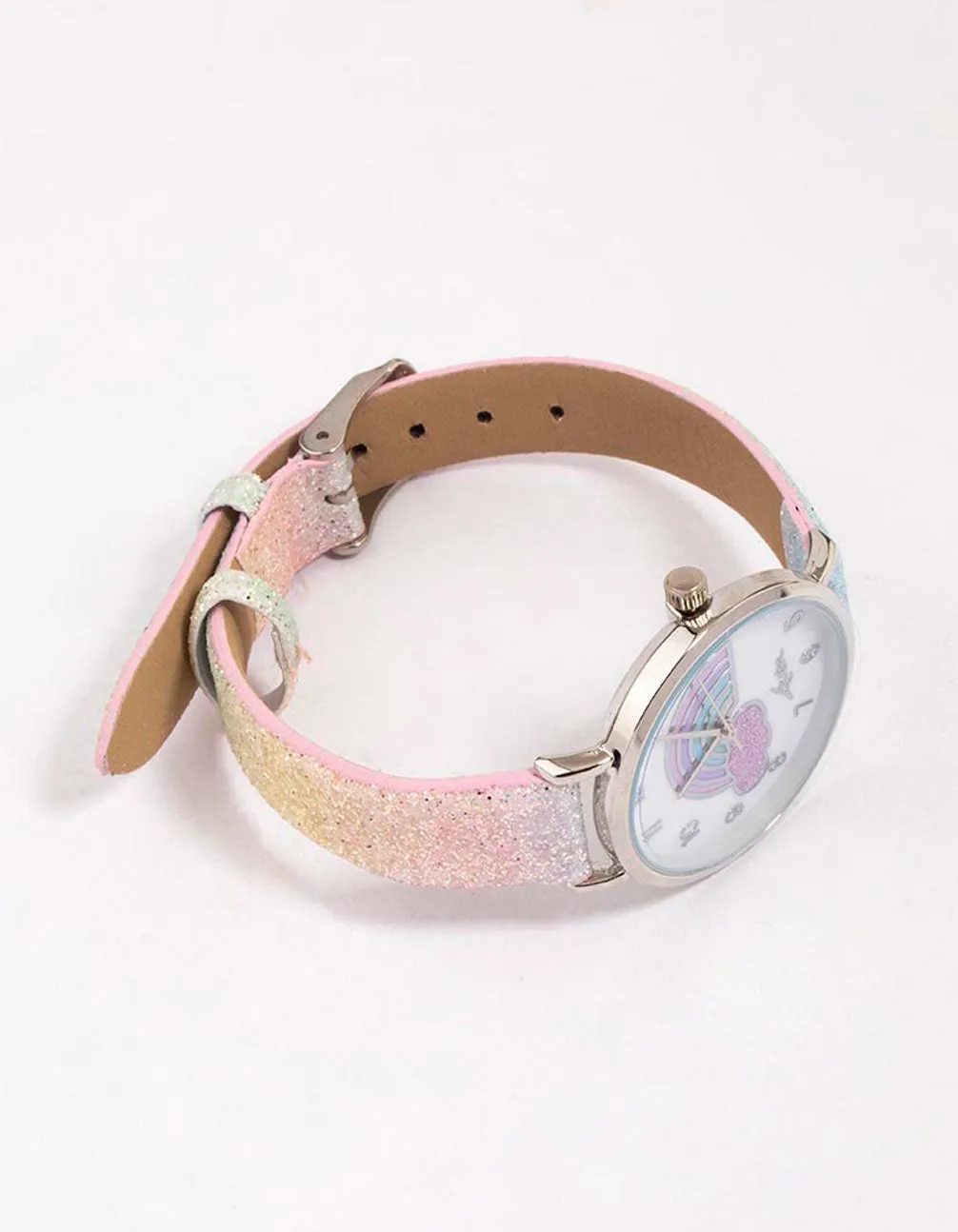 Kids Rainbow Glitter Faux Leather Watch