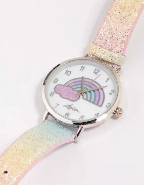 Kids Rainbow Glitter Faux Leather Watch