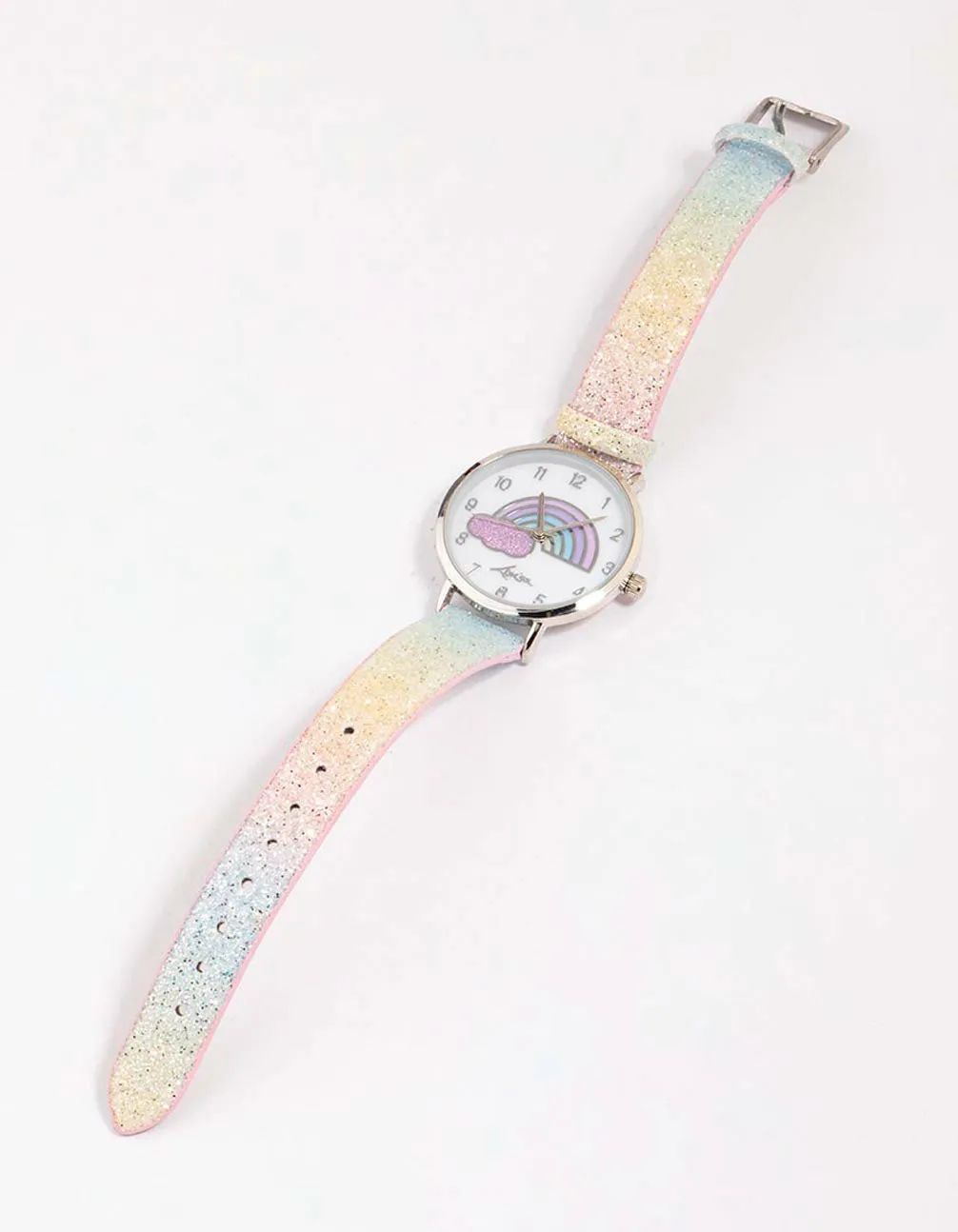 Kids Rainbow Glitter Faux Leather Watch