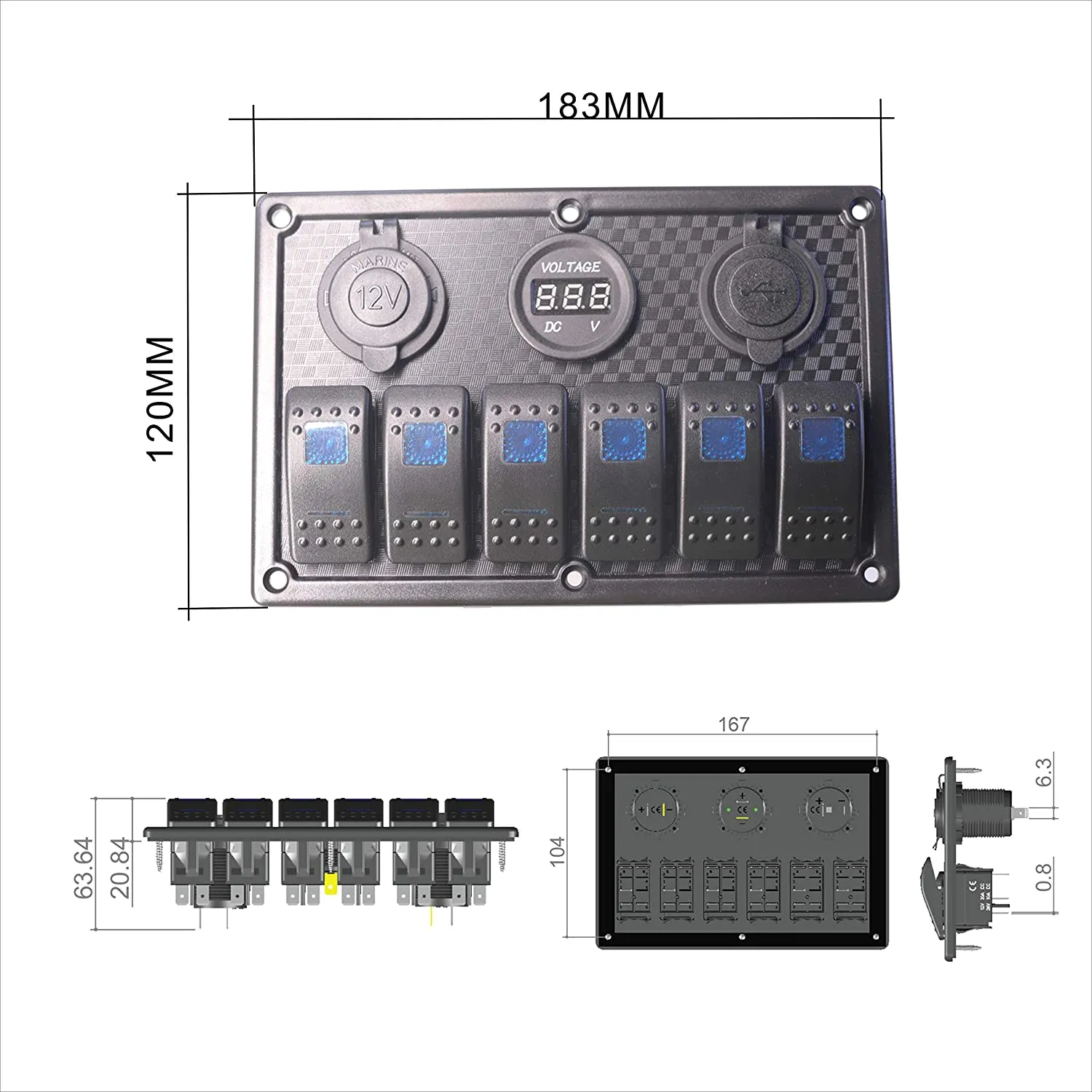 Led Rocker Switch Panel 6 Way