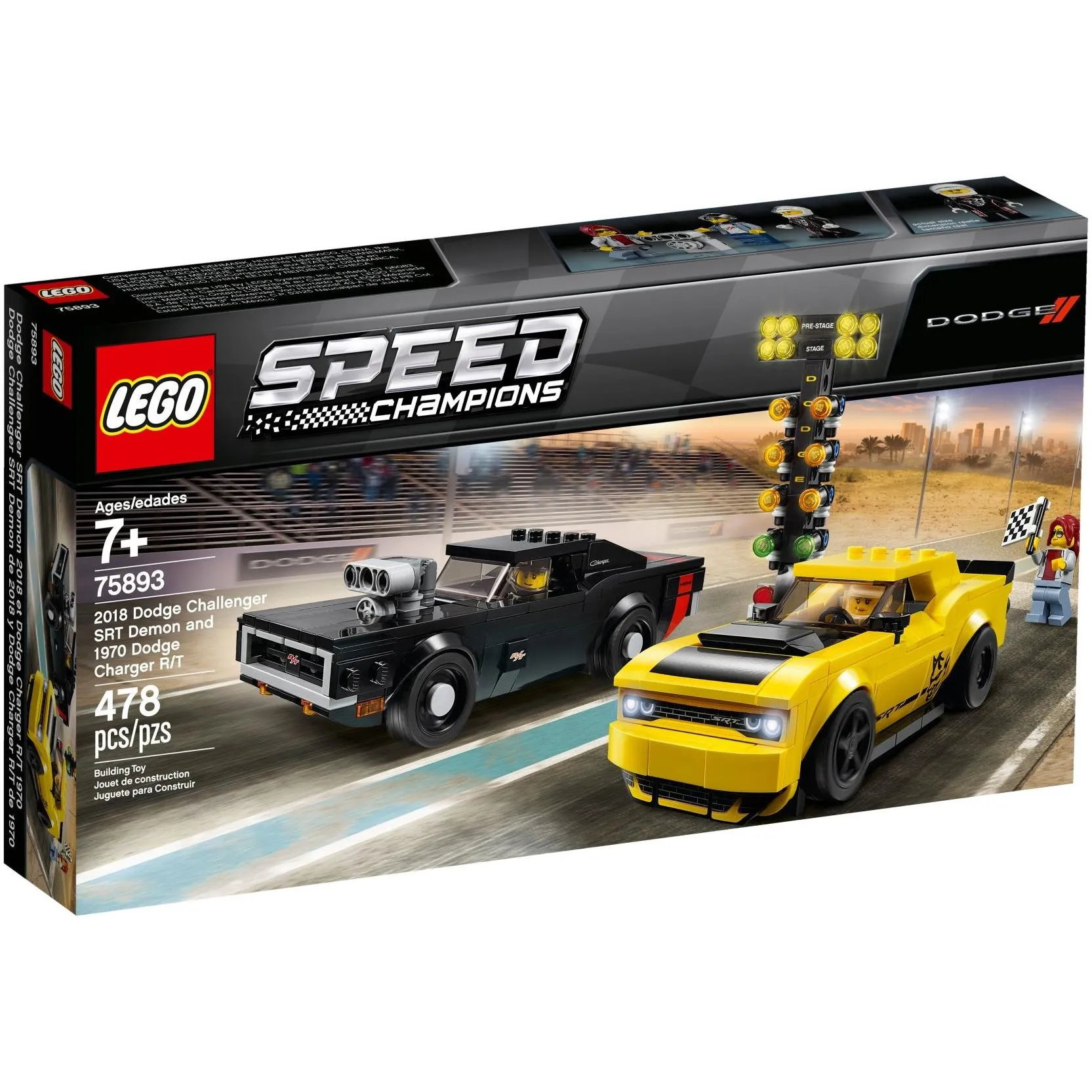 LEGO Speed Champions 75893 2018 Dodge Challenger SRT Demon and 1970 Dodge Charger R/T