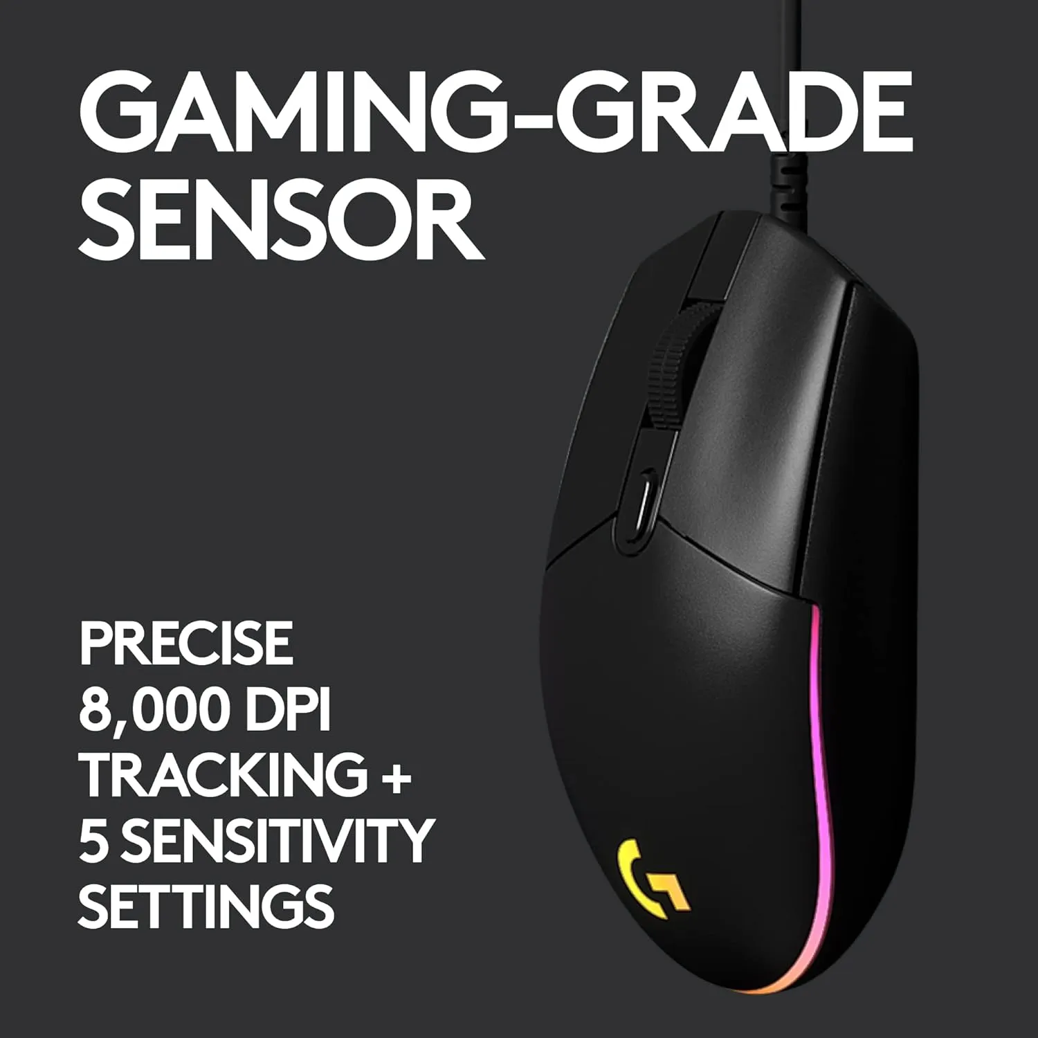 Logitech G203 Lightsync Gaming Mouse 6 鍵遊戲滑鼠 - Black 黑色 910-005790 原裝行貨