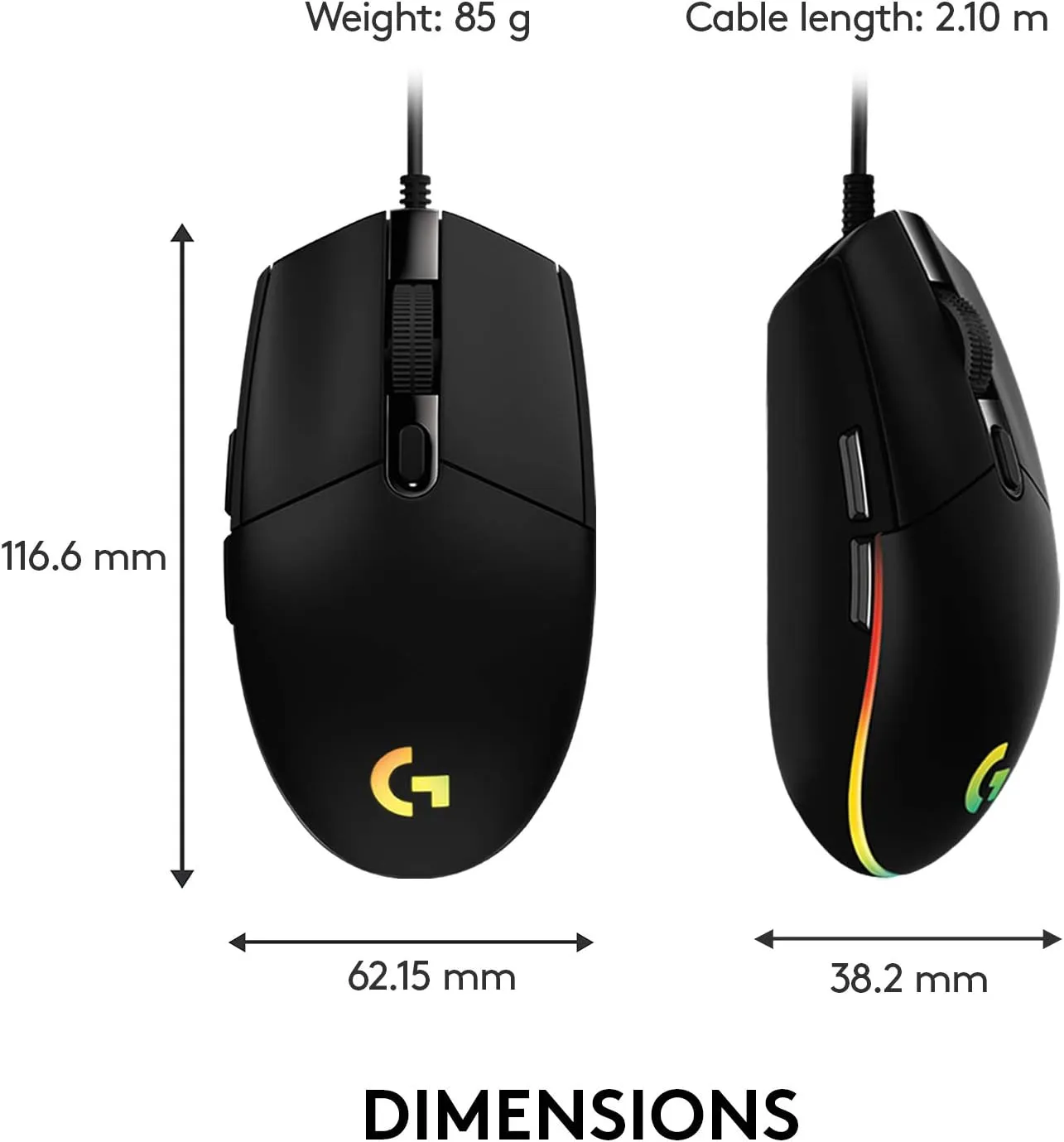 Logitech G203 Lightsync Gaming Mouse 6 鍵遊戲滑鼠 - Black 黑色 910-005790 原裝行貨