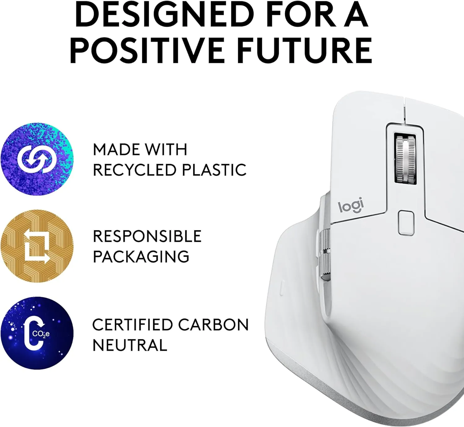 Logitech MX MASTER 3S for Mac Wireless Mouse 高階無線靜音滑鼠 - Pearl White 珍珠白色 910-006574 原裝行貨