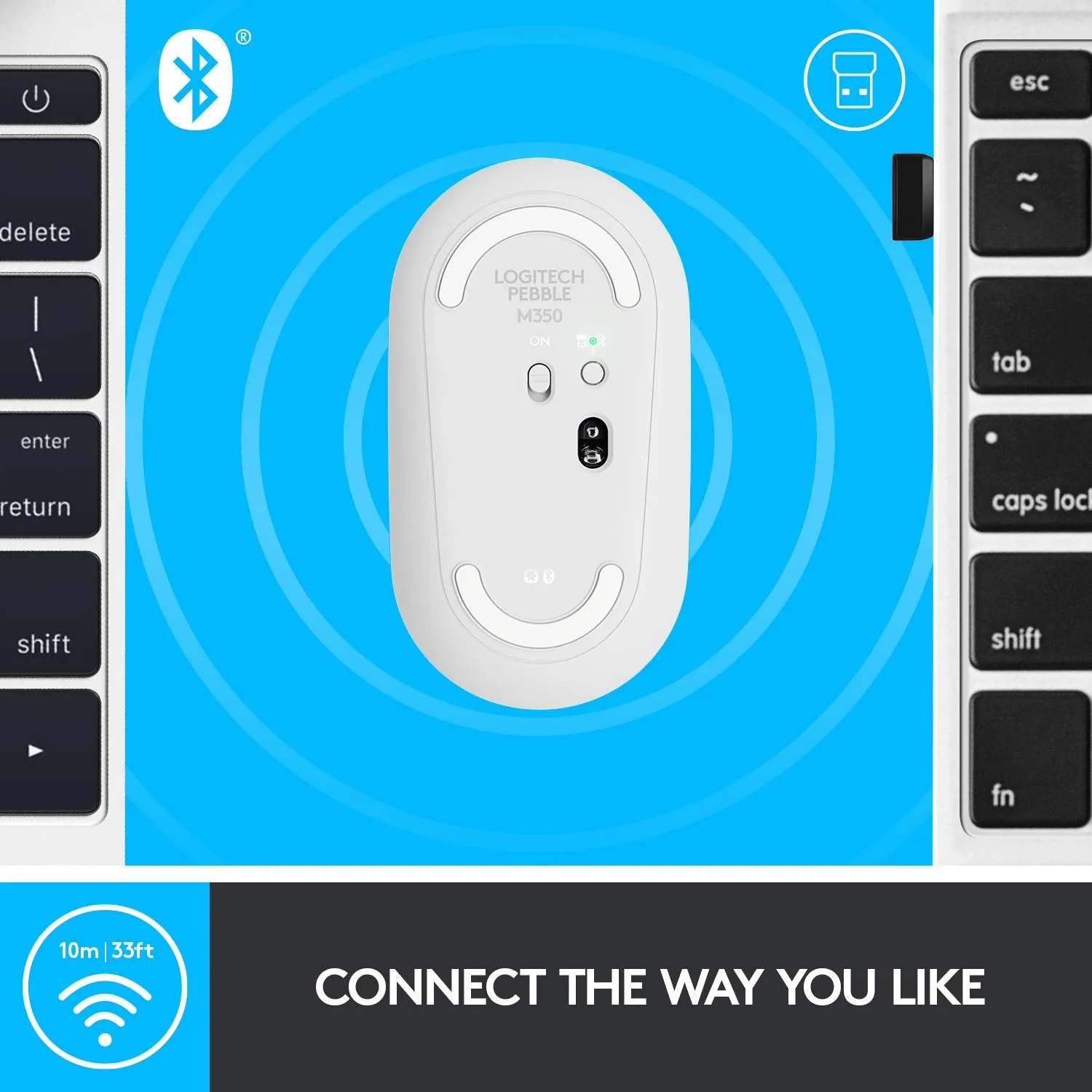 Logitech PEBBLE M350 Wireless Mouse 纖薄靜音無線藍牙滑鼠 - Pearl White 珍珠白色 910-005600 原裝行貨