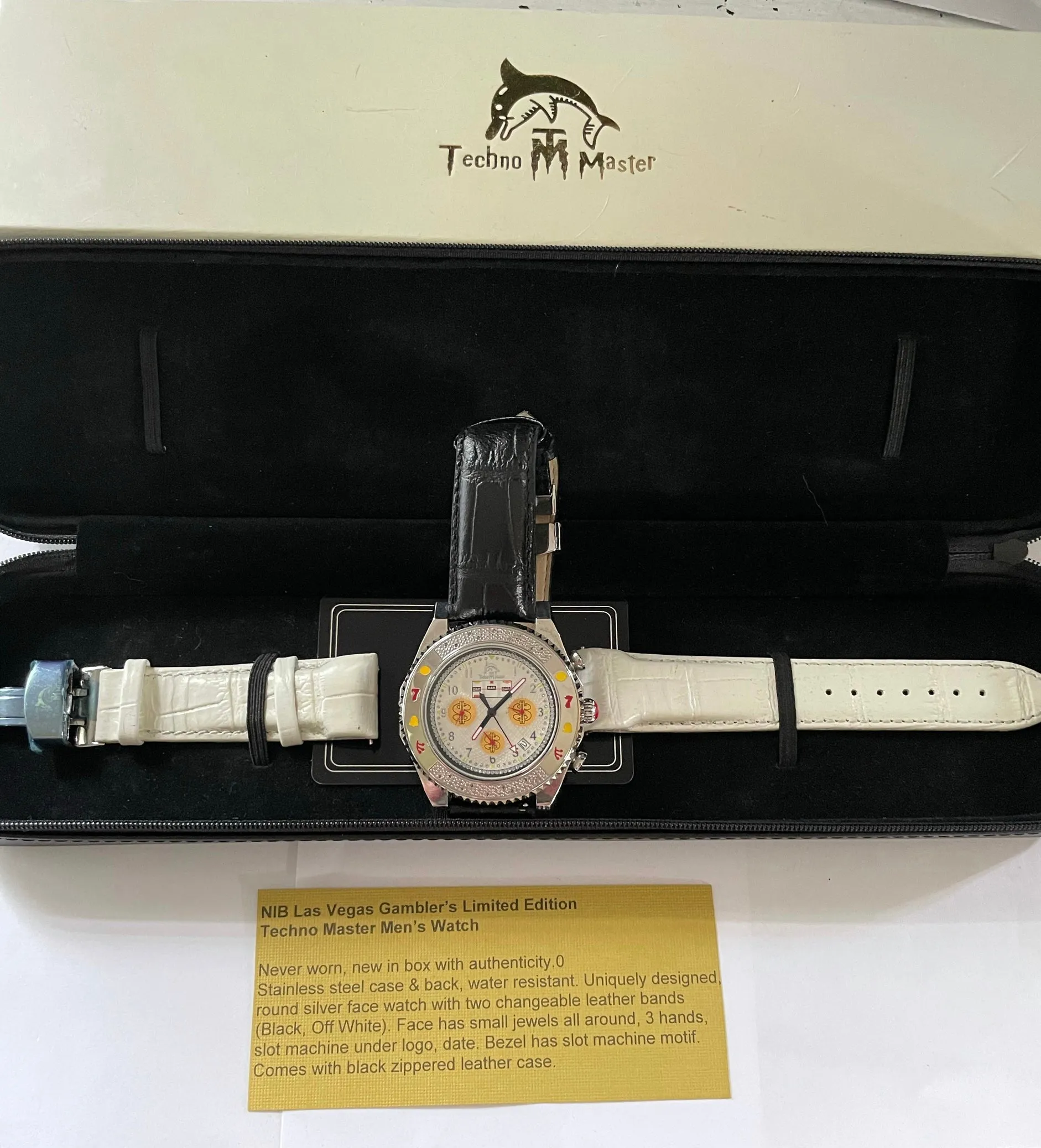 <€€ New Mens TECHNO MASTER Watch Las Vegas Gambler's Collectible Limited Edition Watch NIB