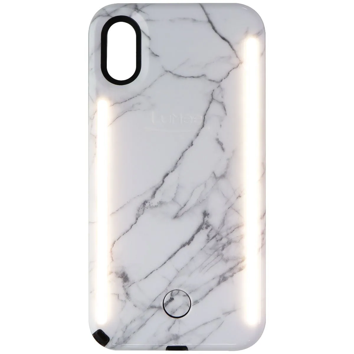 LuMee Duo Selfie LED Case for iPhone Xs / iPhone X - White Marble