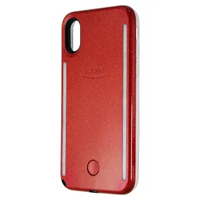 LuMee Duo Series LED Selfie Case for iPhone Xs & iPhone X - Red Glitter