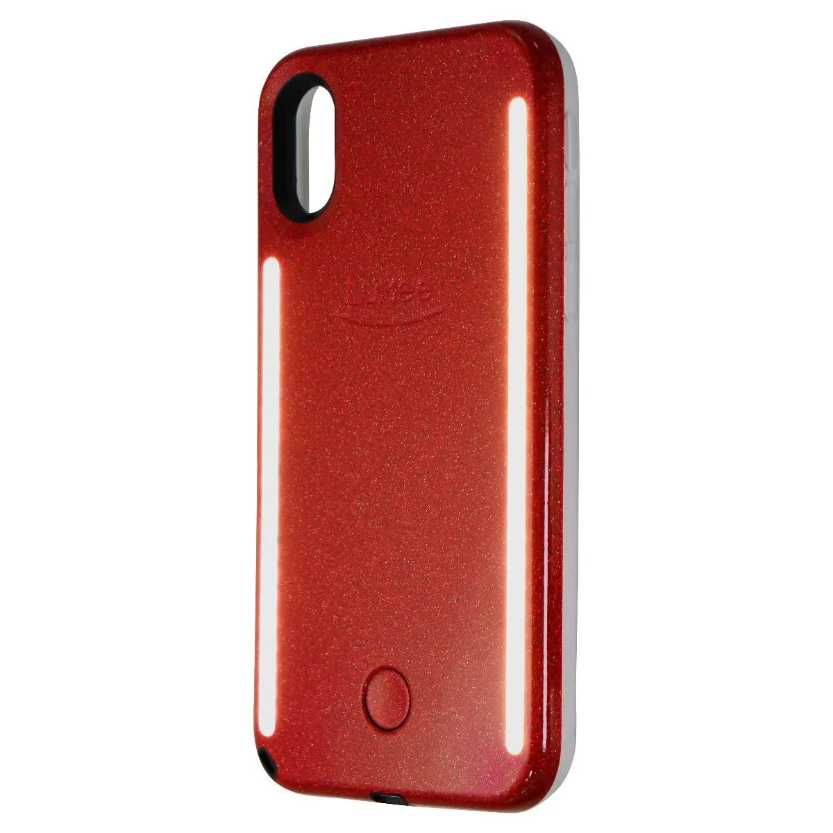 LuMee Duo Series LED Selfie Case for iPhone Xs & iPhone X - Red Glitter