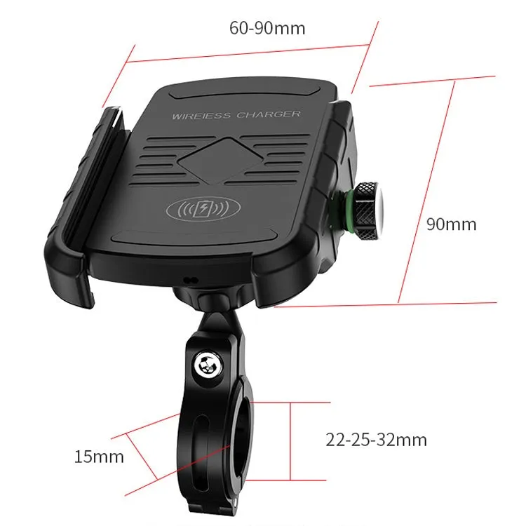 M9 Motorcycle Wireless Charging Mobile Phone Bracket 15W Fast Charging Mobile Phone Navigation Bracket(Red)