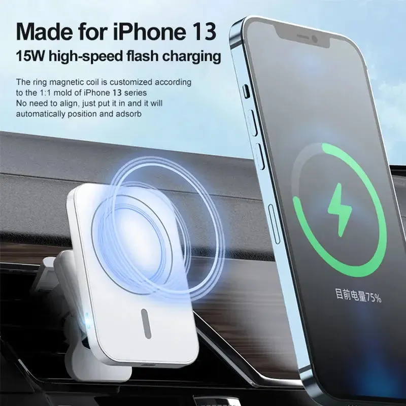 Magnetic Car Wireless Chargers Qi Phone Charger Wireless Air Vent for Iphone 12,13, Mini  Pro Magnet Wireless Charger 15W