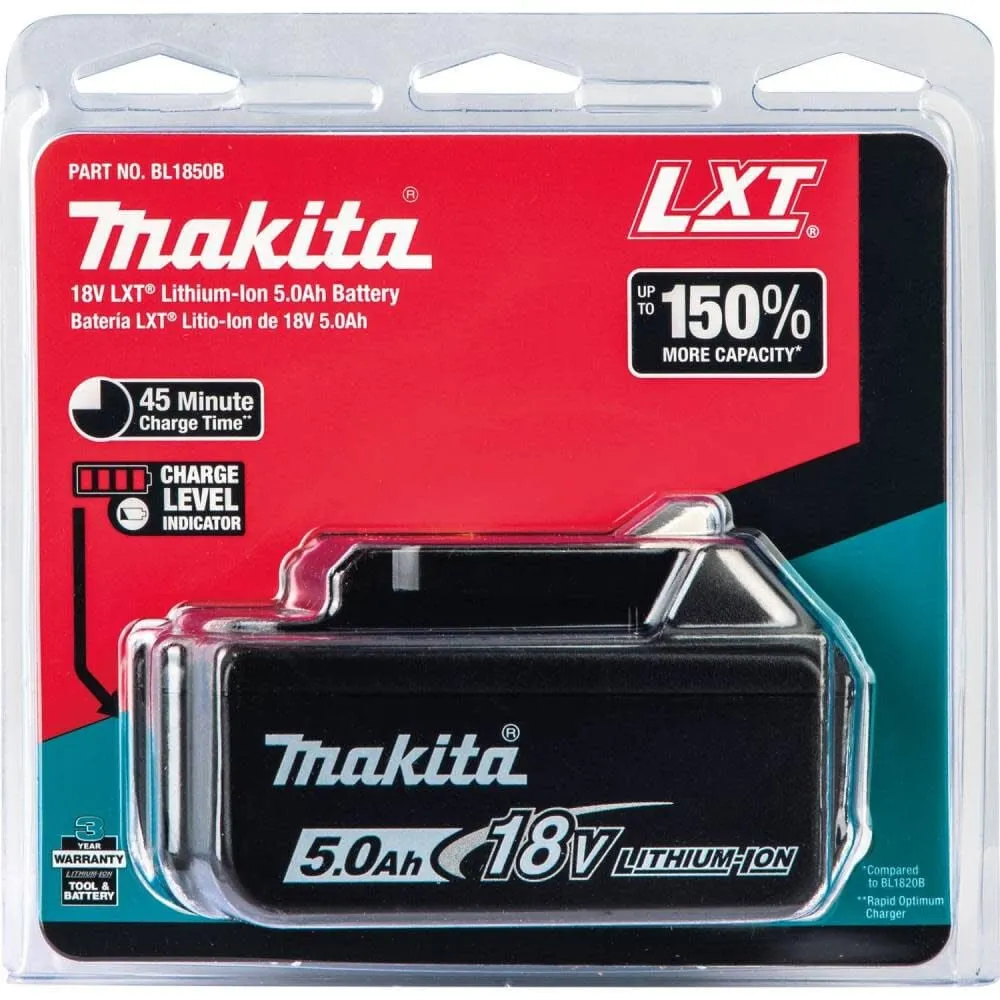 Makita 18V (BL1850B) LXT Lithium-Ion 5.0 Ah Battery with Charge Indicator