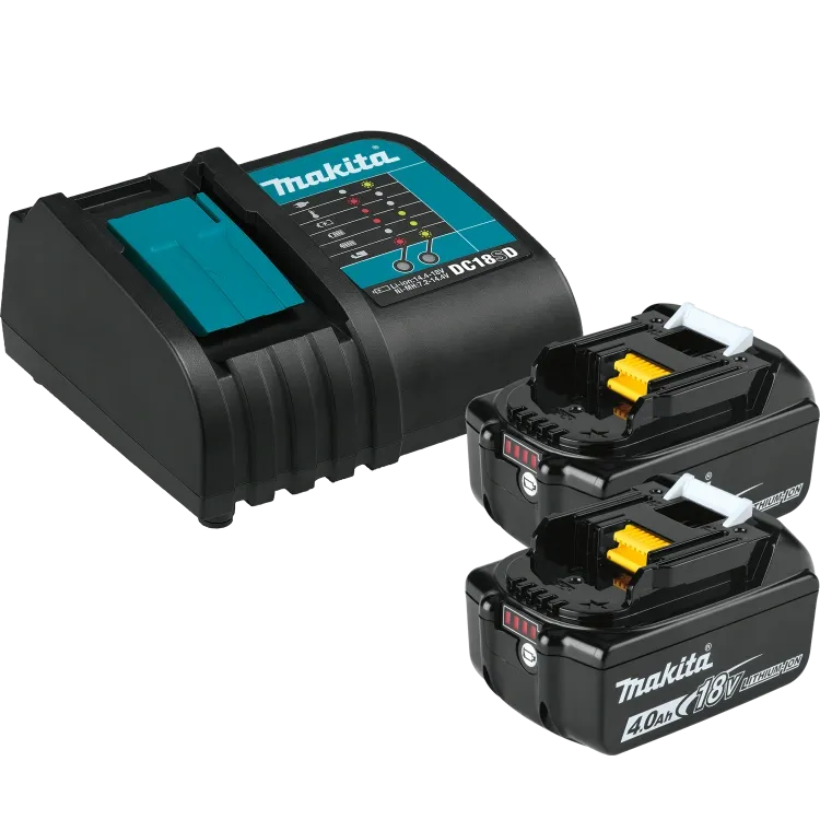 Makita BL1840BSC2 18V LXT Lithium-Ion Battery and Charger Starter Pack, 2ea BL1840B, DC18SD (4.0Ah)