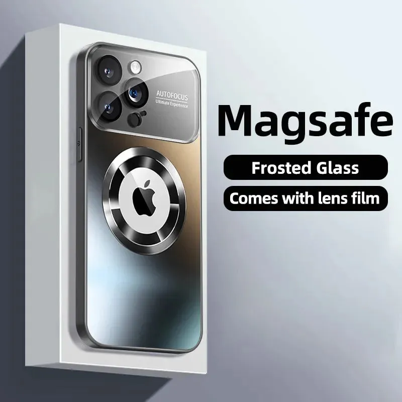 Matte Glass Lens Full Protection Magnetic Phone Case For iPhone