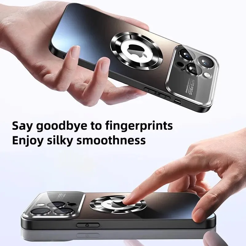 Matte Glass Lens Full Protection Magnetic Phone Case For iPhone