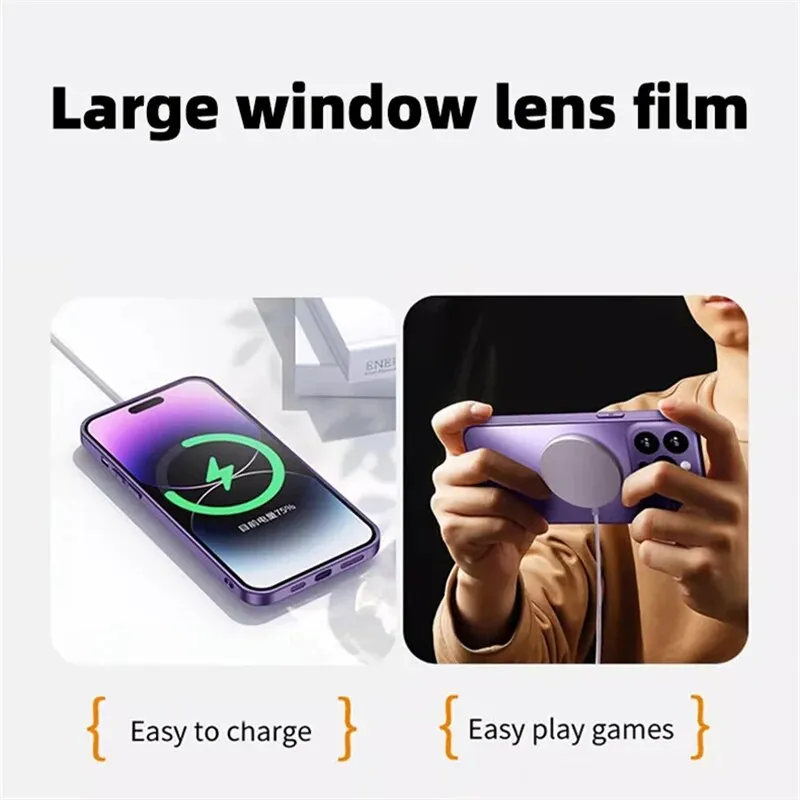 Matte Glass Lens Full Protection Magnetic Phone Case For iPhone