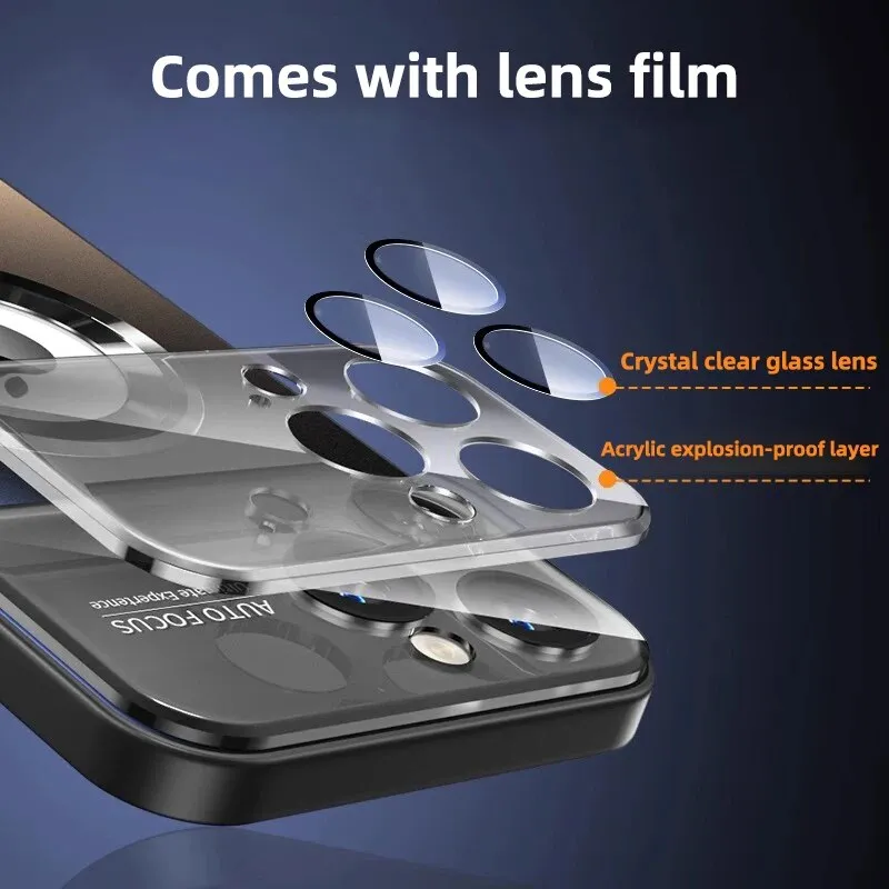 Matte Glass Lens Full Protection Magnetic Phone Case For iPhone