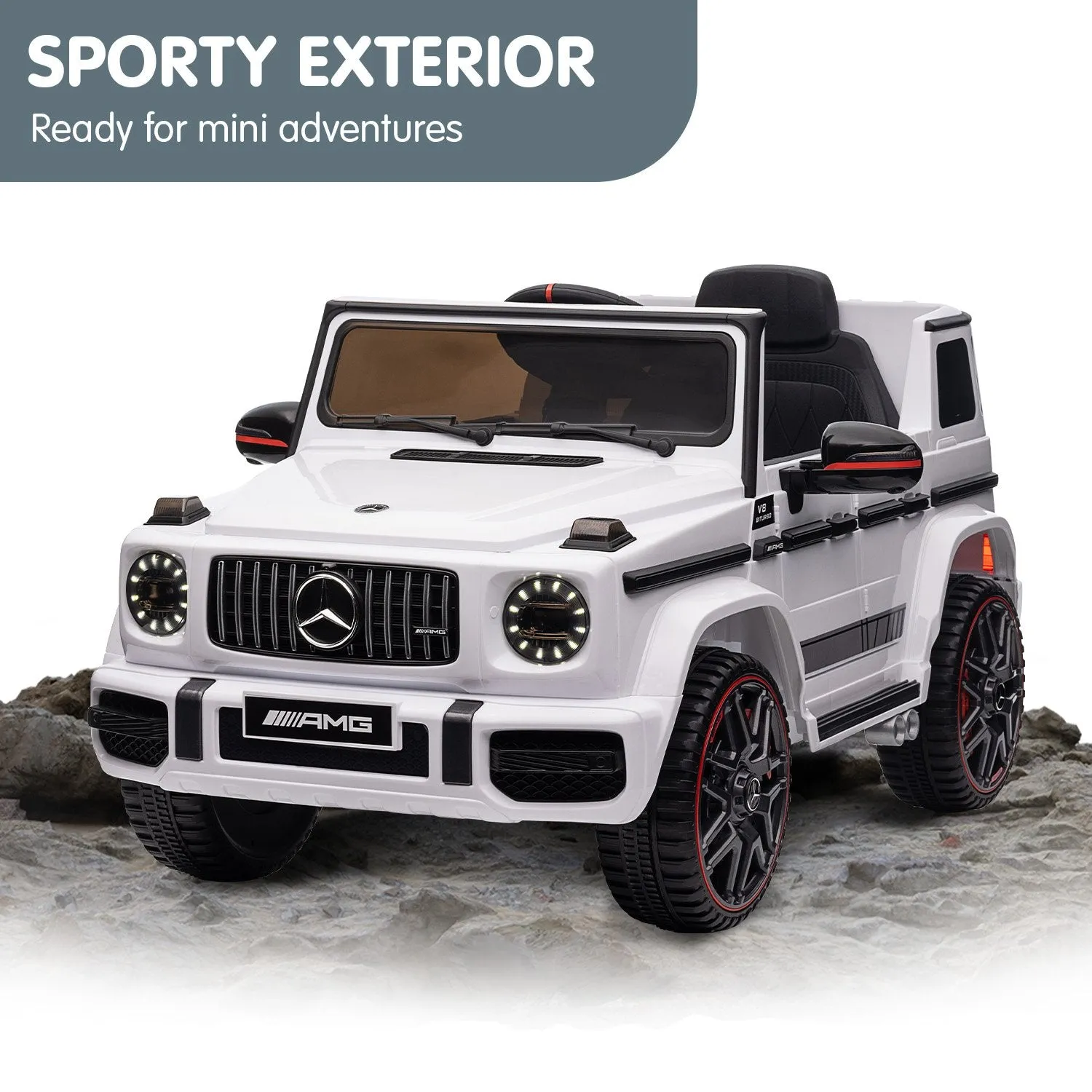 Mercedes Benz AMG G63 Licensed Kids Ride On Electric Car Remote Control - White