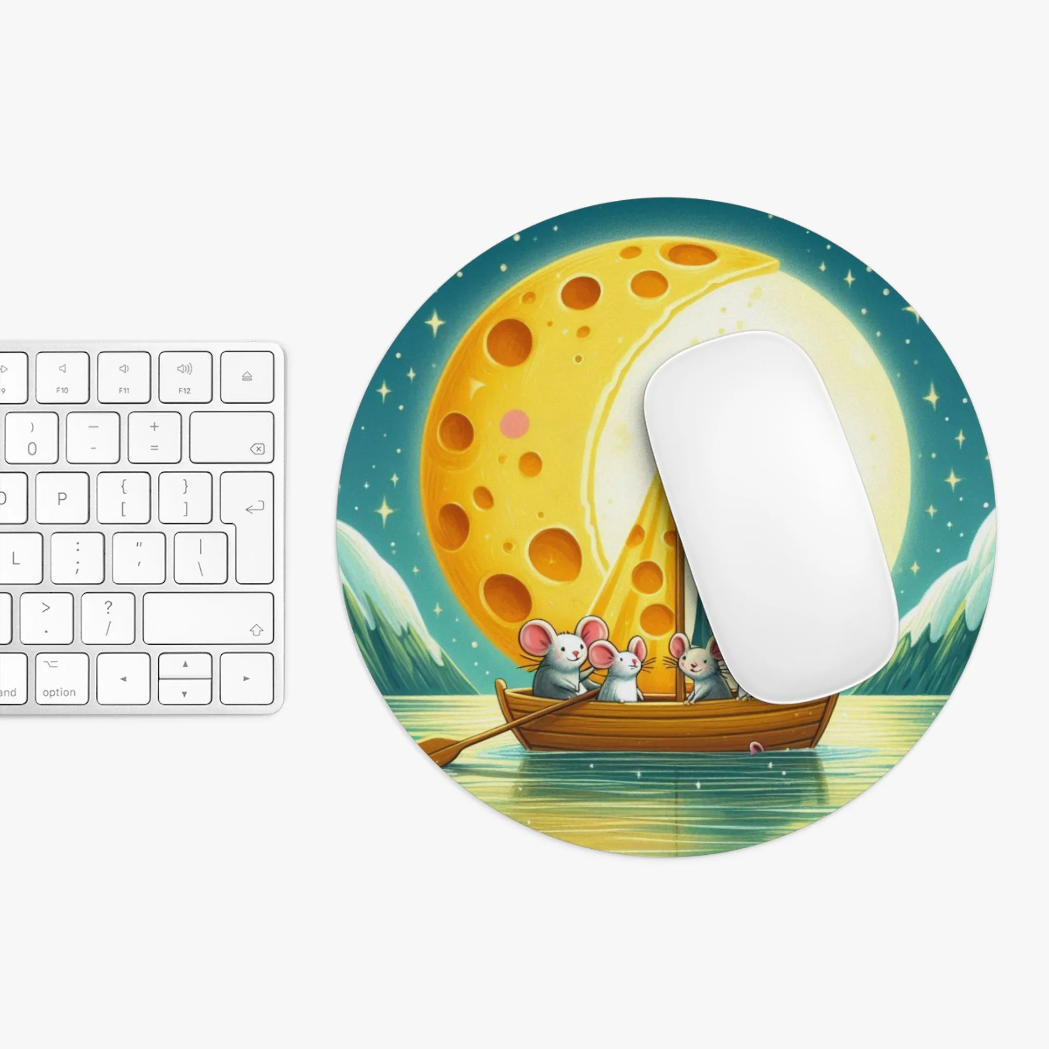 Mice and the Moon Made of Cheese - Mouse Pad