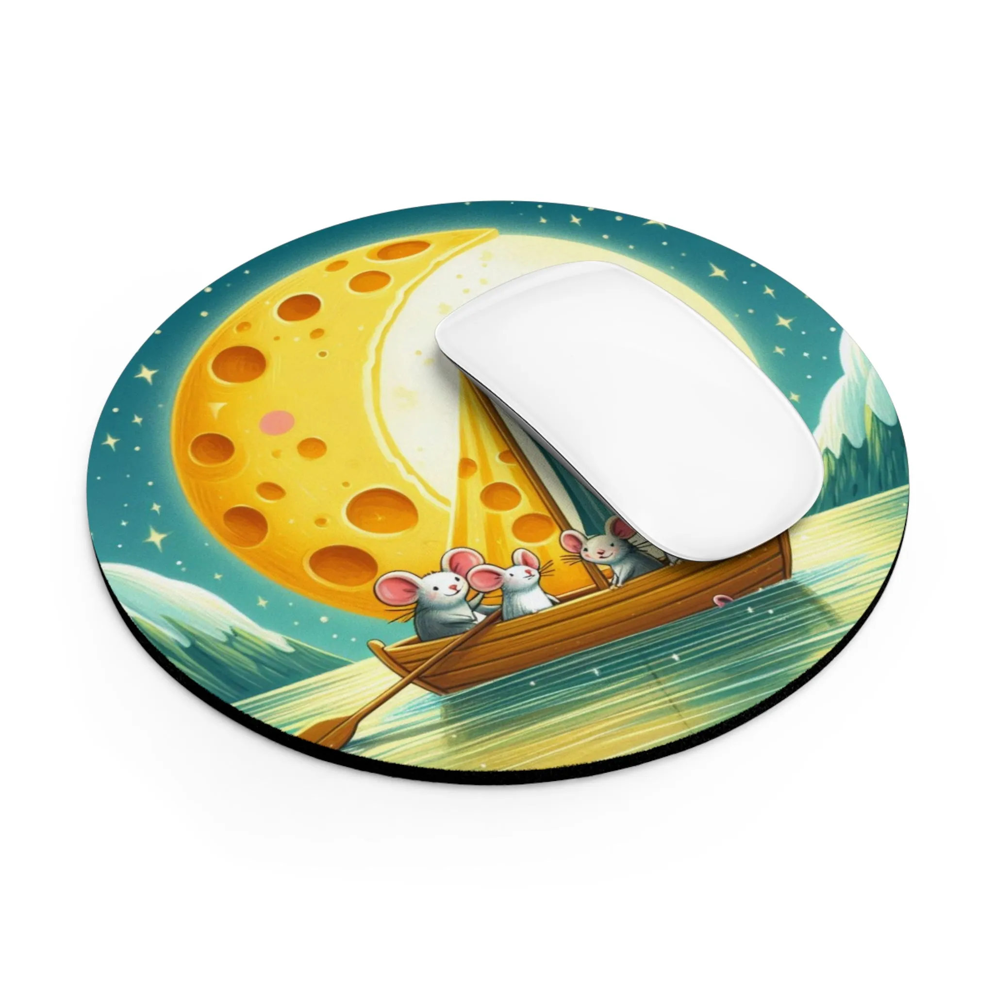 Mice and the Moon Made of Cheese - Mouse Pad