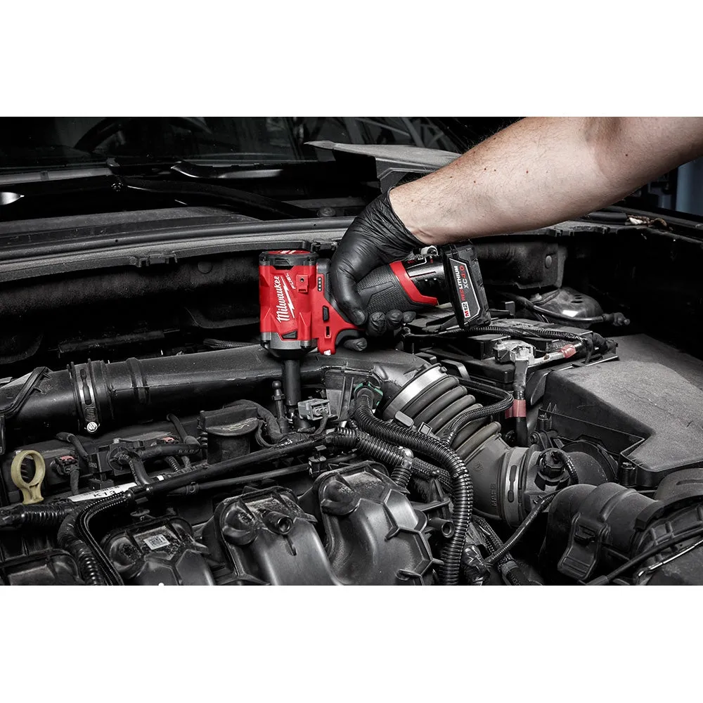 Milwaukee 2554-22 M12 FUEL 12V Lithium-Ion Brushless Cordless 3/8" Stubby Impact Wrench Kit, 4.0 Ah