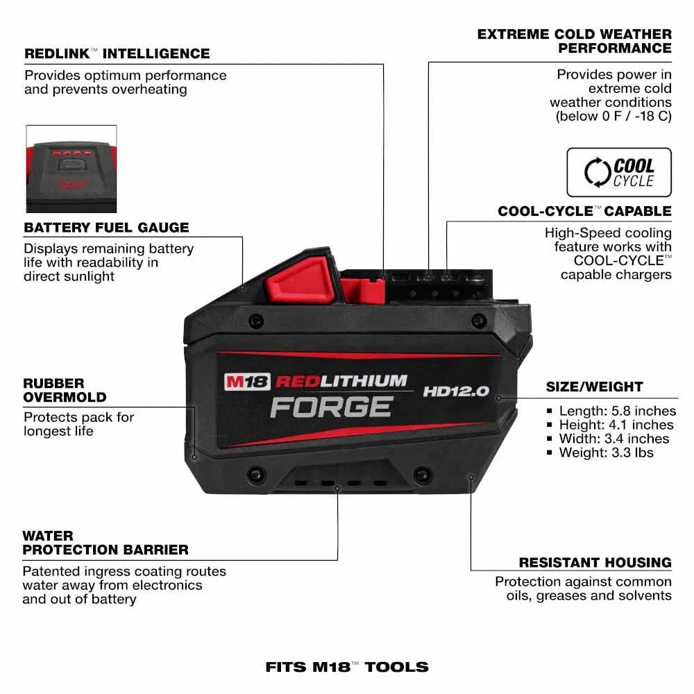 Milwaukee 48-11-1813 M18 REDLITHIUM FORGE HD12.0 Battery Pack