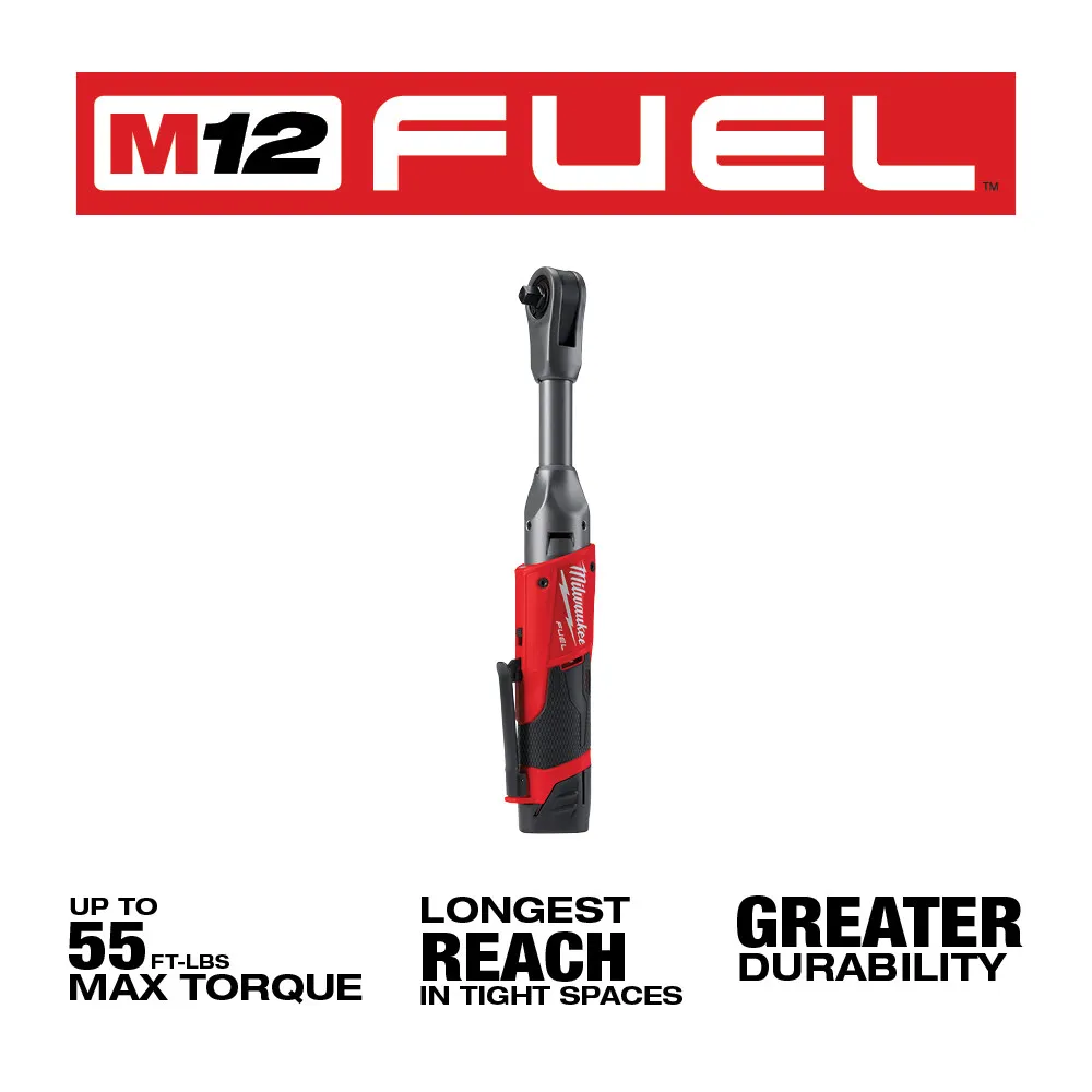 Milwaukee M12 Fuel 3/8" Extended Reach Ratchet 1 Battery Kit