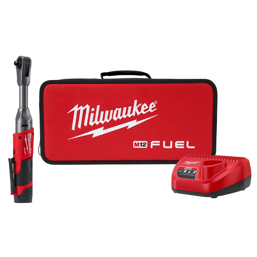 Milwaukee M12 Fuel 3/8" Extended Reach Ratchet 1 Battery Kit