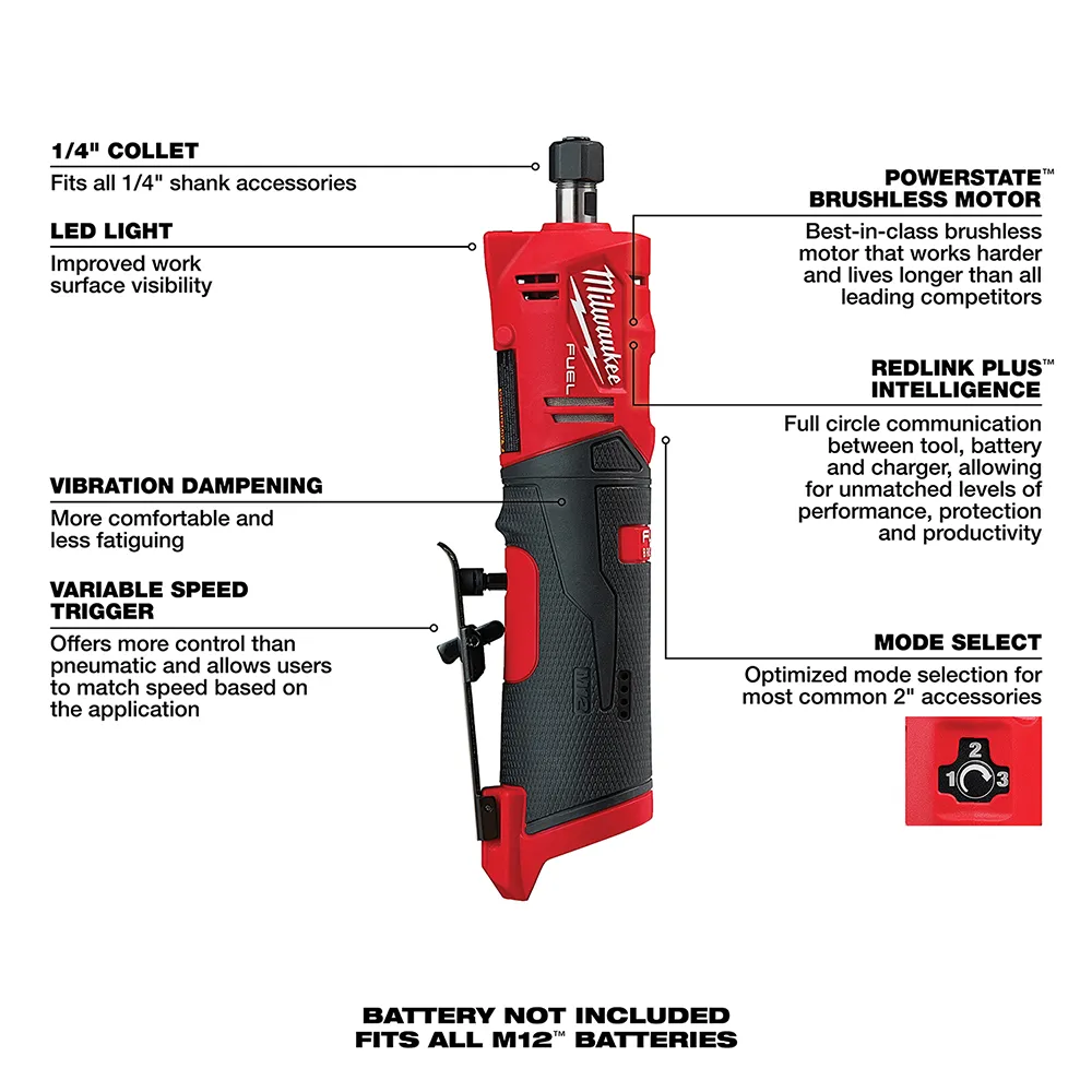 Milwaukee M12 Fuel Straight Die Grinder