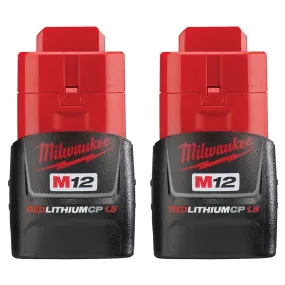 Milwaukee M12 Redlithium 1.5Ah Compact Battery Pack 2 Pc