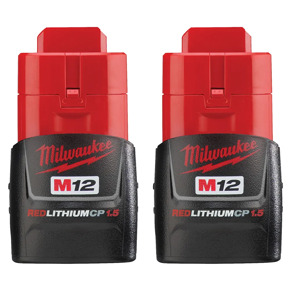 Milwaukee M12 Redlithium 1.5Ah Compact Battery Pack 2 Pc