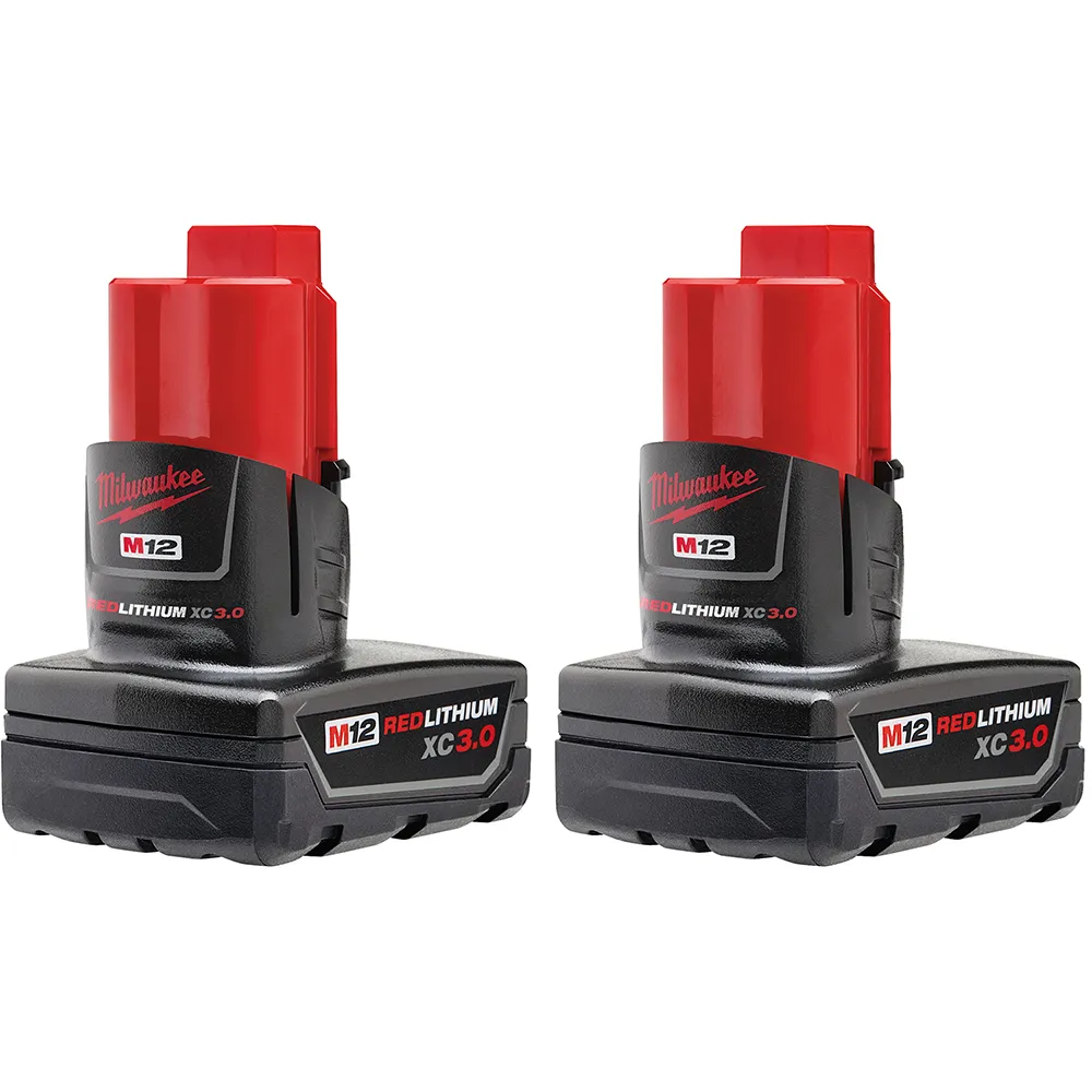 Milwaukee M12 Redlithium Xc 3.0Ah Battery 2 Pc