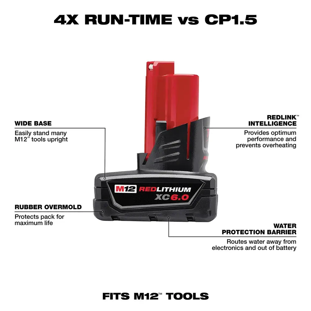 Milwaukee M12 REDLITHIUM XC 6.0Ah Battery